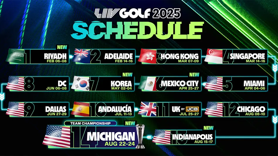 LIV Golf — calendario completo para 2025 golf calendario - LIV Golf — calendario completo para 2025